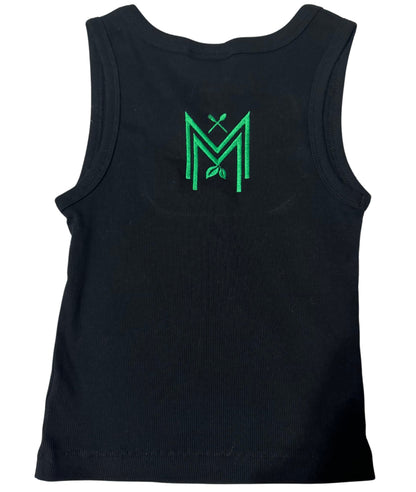 Black Ribbed Monogram Tank