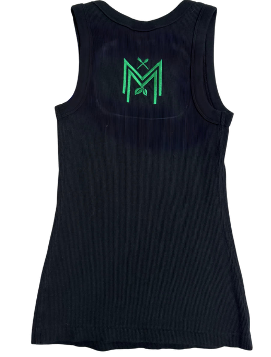 Black Ribbed Monogram Tank